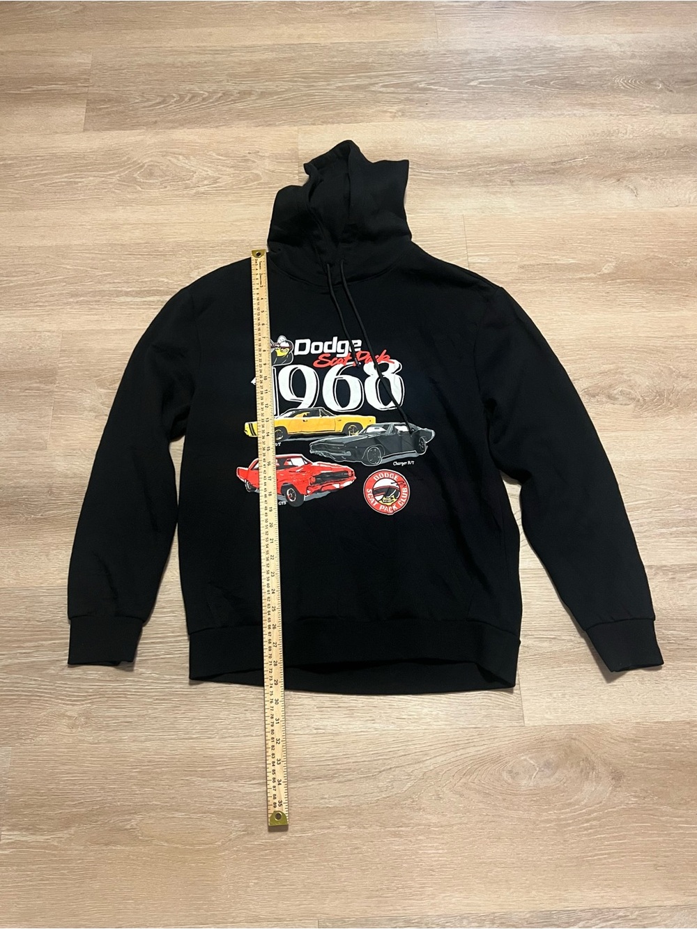 Dodge X Reason Scat Pack 1968 Hoodie Black Graphic Pullover Sweatshirt Large - Picture 5 of 9